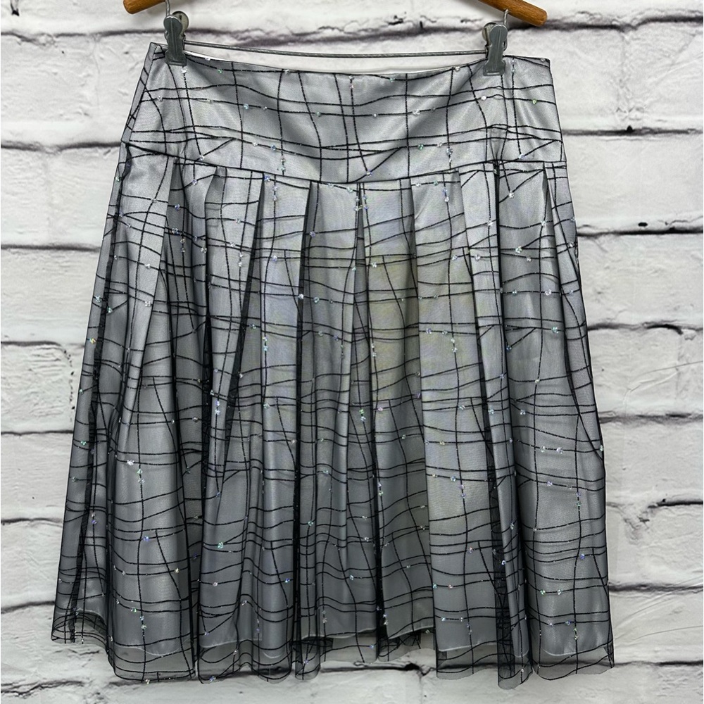 ADRIANNA PAPELL Evening Essential Skirt 12 Side Zip Black Embellished tulle VTG - Picture 5 of 13